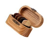 Beaupretty 1 Set Wooden Guitar Picks with Storage Box Compact Acoustic Electric Guitar Plectrum Holder Includes Thick Picks for Various Playing Styles for Musicians the Go