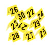 Beaupretty 10 pcs Acrylic Triangle Number Markers for Tables Crime Scene Evidence Signs Yellow Base Multipurpose Table Number Signs for Theme Parties and Detective Games