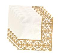 Beaupretty 100pcs Disposable Printed Napkin Tissue Paper Gold Pattern Party Napkins for Restaurant Hotel Use White and Golden Design Soft Absorbent Paper