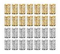 Beaupretty 100pcs Dreadlocks Beads Metal Hair Cuffs Braiding Beads Filigree Tube Hair Accessory Hair Decoration (Silver + Golden)