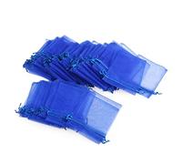 Beaupretty 100pcs Royal Blue Organza Gift Bags Durable Drawstring Jewellery Pouches for Wedding Favour Party Festival Extra Gift Bag
