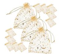 Beaupretty 100pcs Sheer Organza Drawstring Bags for Jewelry Wedding and Party Favors Elegant Mesh Goodie Bags Star Moon Design for Candy and Small Items