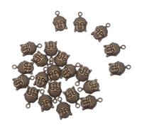 Beaupretty 100pcs Tibetan Buddha Head Spacer Beads Vintage Pendant Charms with Pre-drilled Holes for DIY Jewelry Making Crafts Cultural Craft Supplies