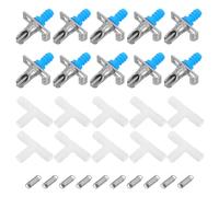 Beaupretty 10pcs Automatic Rabbit Waterer Set with Metal Dual-spring Nozzle and White Triple Connector, Bunny Drinking Fountain for Cage and Hutch Small Animal Watering Supplies