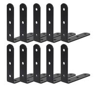 Beaupretty 10pcs Black L-Shaped Angle Iron Brackets 90-Degree Corner Braces 2mm Thick Cold-Rolled Steel Heavy Duty Shelf Supports for Wood Cabinets with 220lb Load Capacity