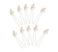 Beaupretty 10pcs Bride Bun Hair Stick Artificial Flower Hair Fork Pearl Clips Rhinestone Pins Wedding Bridal Head Accessories