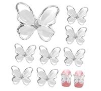 Beaupretty 10Pcs Butterflies Nail Charms Manicure Supply 3D Nail Art Charm Pom Pom Magnet Nail Glue DIY 3D Butterflies Alloy Studs