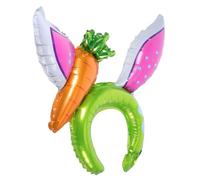 Beaupretty 10pcs Easter Bunny Ear Headband Set with Sturdy Aluminum Foil Balloons Reusable Carrot and Rabbit Ear Hairband Accessories for Birthday Cosplay and Spring Festival Celebrations