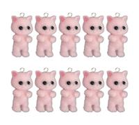 Beaupretty 10pcs Flocking Cat Charms Cat Charms for Jewelry Making Cute Lightweight Resin Catshape for Adults and Little Ones Keychain Making Valentine’s Day