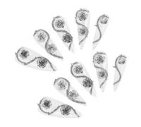 Beaupretty 10pcs Flower Nail Art Press Nails Diy Gel Glue Full Cover Wedding Metal Rose Charm