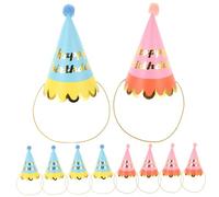 Beaupretty 10pcs Happy Birthday Cone Hats for Paper Party Headwear with Ball Top Reusable Birthday Party Hats for Fun Celebrations and Creative Photos