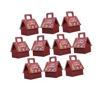Beaupretty 10pcs House Shaped Boxes with Handles Candy Cookie Chocolate Packaging Kraft Cardboard for Christmas Holiday Party Favors and Baked Goods Gift Packaging