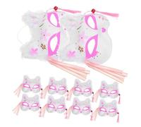 Beaupretty 10pcs Japanese Fox Mask with LED Lights Plush Half Face Design Kawaii Animal Cosplay Accessory for Halloween Carnival Party Japanese Fox Themed Events