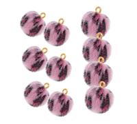 Beaupretty 10pcs Leopard Print Plush Pom Pom Balls Keychain Accessories for DIY Jewelry Making Fluffy Pompom Charms for Bags and Crafting Decorative Use