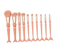 Beaupretty 10pcs Makeup Brush for Face Powder and Eyeshadow Portable Cosmetic Tools with Smooth Orange Handles and Dense Bristles for Even Foundation Blush Concealer and Lip Application