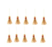 Beaupretty 10pcs Mini Broom Witch Prop Pendant with Red Rope, Large Size Halloween Broom for Witches Hanging and Costume Accessories Party Decorations