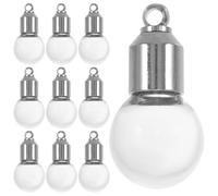 Beaupretty 10pcs Mini Glass Wish Bottles with Cap, Silver, DIY Craft Charms | Tiny Glass Jars, Lightweight Travel Size, Good Sealing, Collect Keepsakes, Set for DIY Making