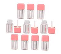 Beaupretty 10pcs Mini Transparent Empty Lip Gloss Tubes with Brush Refillable DIY Lipstick Containers Compact Portable Lip Balm Holders for Travel and Daily Use Pink