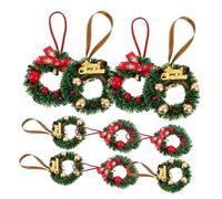 Beaupretty 10pcs Miniature Artificial Christmas Wreaths Tiny Garland with Bowknot for Holiday Desk Candle Holder Dollhouse Decorations Easy to Install and Realistic