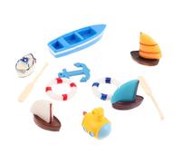 Beaupretty 10pcs Miniature Beach Accessories Set Resin Mini Boat with Paddles Lifebuoy for DIY Nautical Micro Landscape Decor for Dollhouse Vacation Themed Scenes