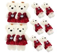 Beaupretty 10pcs Miniature Stuffed Bear Dolls Wedding Car Decorations Vivid Plush Animal for Bouquet Photo Prop Friends and Family