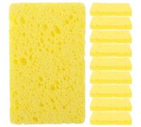 Beaupretty 10Pcs Natural Wood Pulp Kitchen Dish Sponges Multi-Function Reusable Cleaning Pads Highly Absorbent Small Scrub Sponge for Wok and Household Use