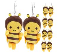 Beaupretty 10pcs Plush Bee Keychains Soft Fluffy Hanging Decorations for Schoolbags Backpacks Gifts Cute Cartoon Bee Accessories