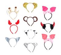 Beaupretty 10PCS Plush Zoo Animal Ear Headbands Monkey Wolf Cow Spotted Dog Leopard Giraffe Zebra Tiger Dragon Horn Horn Hair Hoop