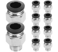 Beaupretty 10pcs Push in Air Fitting Quick Connector for Air Hoses and Pneumatic Tools, Silver Rubber and Brass Material with 10mm Hole Inner Diameter, Suitable for Industrial Fields, Direct