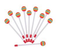 Beaupretty 10pcs Rainbow Color Drum Mallets Soft Sponge Head Percussion Sticks Lightweight Plastic Drumsticks for Hand Drumming and Musical Instrument Performance