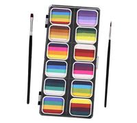 Beaupretty 12-Color Gradient Face Paint Kit Water-Soluble Body Paint Palette with Matte and Pearl Finish Including 2 Brushes for Professional Face Painting and Halloween Makeup