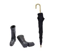 Beaupretty 12 Miniature Dollhouse Rain Boots and Tiny Umbrella Set, Mini Doll Accessories for Dollhouse Decoration and Pretend Play in Travel Scene