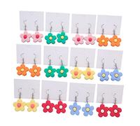 Beaupretty 12 Pairs Colorful Flower Earrings for Women Lightweight Dangle Drop Ear Jewelry Elegant Floral Design for Daily Wear and Special Occasions