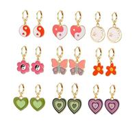 Beaupretty 12 Pairs Dangle Earrings for Cute Dual Heart Hypoallergenic Ear Jewelry Decor for Fashion Daily Wear