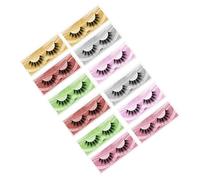 Beaupretty 12 Pairs Decorative False Eyelashes Set Dense Fiber Lashes for Daily and Party Makeup Natural Look Yellow Green Purple Silver Pink