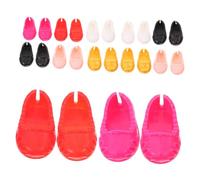 Beaupretty 12 Pairs Mini Doll Shoes Flat Comfortable Cute Tiny Footwear for Dolls DIY Dress Up Replacement in Black Red Pink White Gold Colors