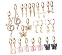 Beaupretty 12 Pairs Minimalist Hoop Earrings Stylish Dangle Earrings for Women Assorted Shapes Including Butterflies Stars Lightweight Comfortable for Everyday Wear