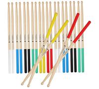 Beaupretty 12 Pairs Slip Wood Drumsticks for Beginners and Durable Percussion Instrument Sticks White Blue Yellow Green Black and Red for Music Practice and Performance