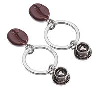 Beaupretty 12 pcs Resin Heart Shaped Coffee Bean Key Chains Decorative Pendants for Car House Keys Durable Keyrings for Coffee Lovers Women Men Gift