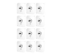 Beaupretty 12 Pcs Self Adhesive Screw Hooks PVC Stainless Steel Punch-Free Hanging Nails Strong Load Non-Damage Wall Without Drilling for Kitchen Bathroom