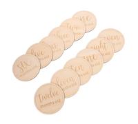 Beaupretty 12 pcs Wooden Monthly Milestone Discs Growth Marker Cards Round Photo Prop Signs for Newborns Nursery Decor Simple Delicate Design