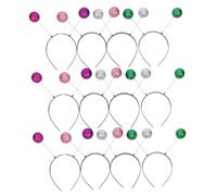 Beaupretty 12pcs Alien Ears Headband with Glitter Ball Boppers Lightweight Martian Antenna Hair Clasp for Halloween Parties Vibrant Green Silver Pink Purple Colors