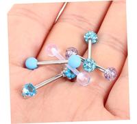 Beaupretty 12pcs Barbell Tongue Rings with Acrylic Pearl and Zircon Detailing Stainless Steel Straight Dumbbell Piercing Jewelry for Women Men Lightweight Stylish Accessory for Wedding Party