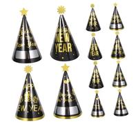 Beaupretty 12pcs Black Gold Year Cone Paper Hats Party Supplies Lightweight Comfortable Year Eve Decorations for Adults
