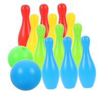 Beaupretty 12pcs Bowling Set with Pins and Soft Balls Interactive Parent Outdoor Game for Childrens Coordination and Color Recognition Eco Friendly Rounded Edges Safe Play Random Color