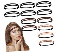Beaupretty 12pcs Braided Knot Headbands for Women Elastic Double Weaving Hair Bands in Black Dark Brown Brown Gold Stylish Hair Accessories for Daily Wear Office Parties and Sports