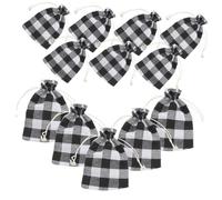 Beaupretty 12pcs Candy Bag Holiday Plaid Favor Storage Christmas Candy Tote Bag Stripes Small Party Festive Candy Sack Pouches Reusable Christmas Burlap Bags Decorations Treat Cotton Black