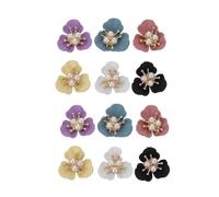 Beaupretty 12pcs DIY Flower Pearl Nail Charms Nail Art Decorations for Manicure with Black Purple White Gray Blue Yellow Colors