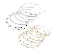 Beaupretty 12pcs Embossed Rhinestone Hair Bands Set Headbands for Women Fashionable Durable Hair Hoops with Pearl and Rose Patterns Elegant Retro Style Accessories