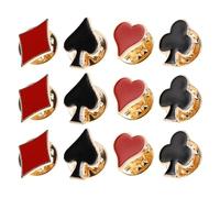 Beaupretty 12pcs Enamel Metal Playing Card Lapel Pins Set - Zinc Alloy Mini Brooches with Heart, Club, Spade, Diamond Suits - Men’s Jacket, Hat Backpack Accessories for Card Game Parties